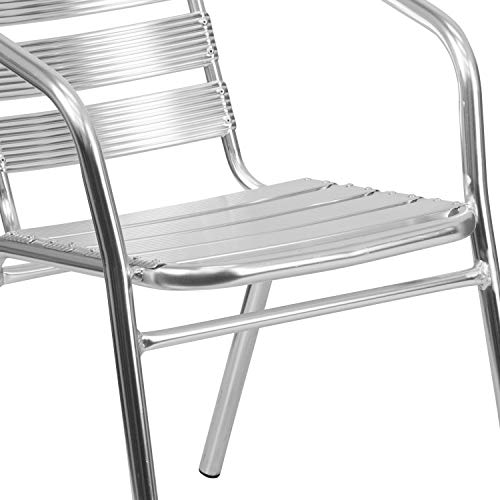 Flash Furniture 4 Pack Heavy Duty Commercial Aluminum Indoor-Outdoor Restaurant Stack Chair With Triple Slat Back #TOP5