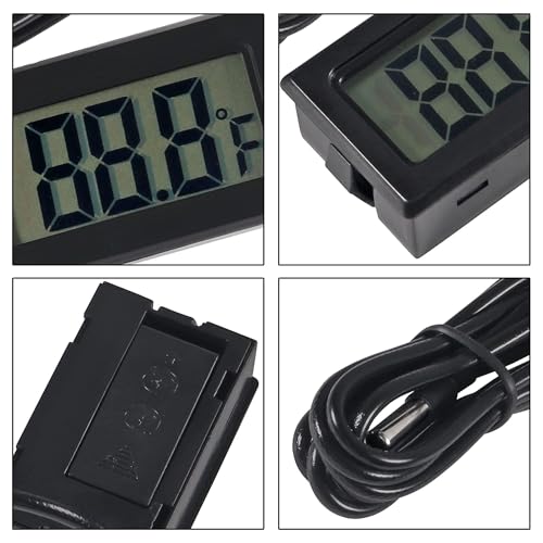 Image of SMIC Plastic Mini LCD Tpm-10 Digital Thermometer Sensor Wired For Room Temperaure /Fridges, Indoor Outdoor Portable Pocket LCD Electronic Temperature Meter (Black)