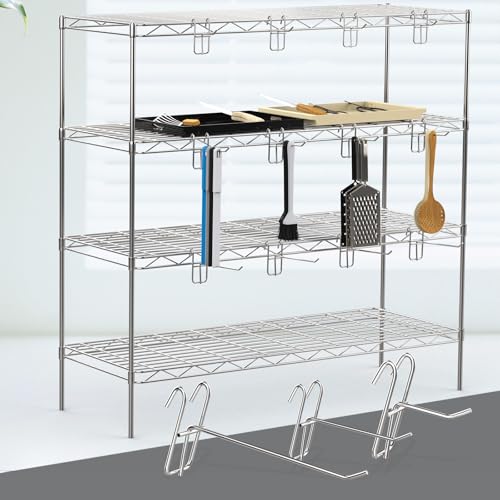 Tcevily 12 Pack 2/4/6 Inch Hooks for Wire Shelving, Heavy Duty Metal Hooks Accessories for Wire Rack Shelf Storage Display Organizer (Silver)