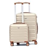Flight Knight Luggage Sets Carry-On Cases TSA Lock USB Port Silent Double Spinner Wheels Hardside Suitcase 24x16x10 & 16.25x13.5x8 Max Carry On Bag Size For Virgin & South West Approved Airlines