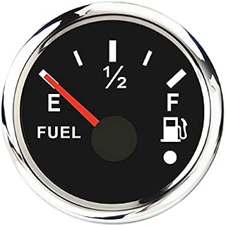 Ricardonty - Medidor de nivel de combustible (52 mm, 0-190 ohmios, conmutable, 240-33 ohmios, medidor de nivel de fuelóleo, impermeable, medidores de coche de barco con alarma, color negro
