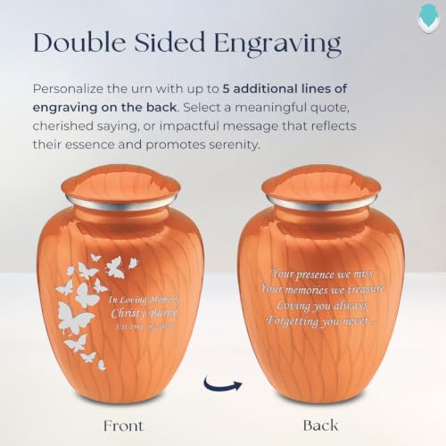 Image of Geturns Embrace Adult Custom Butterfly Cremation Urns for Human Ashes I Pearl Orange Large Funeral Urn for Female and Male I 200 lbs (Pearl Orange)