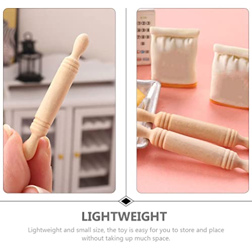 Toyvian 15 pçs mini rolo de madeira rolo de massa pequena miniatura rolo pastelaria infantil modelo