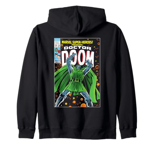 Image of Marvel Super Heroes Doctor Doom Retro Vintage Comic Cover Zip Hoodie