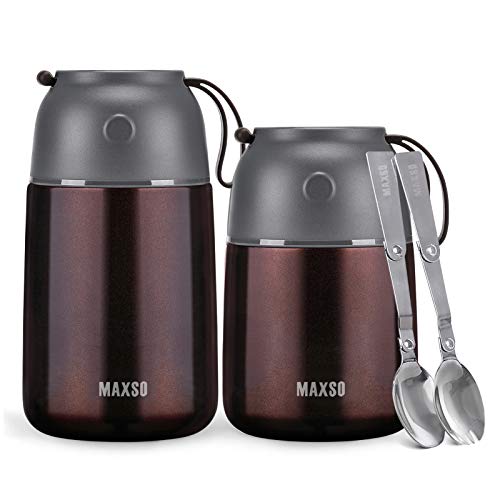 XIAPIA Boîtes Alimentaires Isotherme Set-500ml+700ml Thermos Alimentaires Chaud avec Cuillère Contenant Isolant Inoxydable Gamelle Thermos Repas Chaud pour École, Bureau, Camping Cadeaux Noel