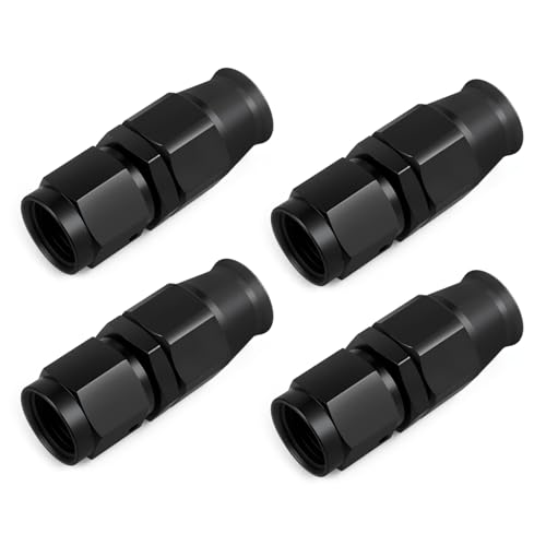 CNRAQR 6AN PTFE Hose End Fitting Straight Swivel Only for PTFE Hose Aluminum Black 4PCS