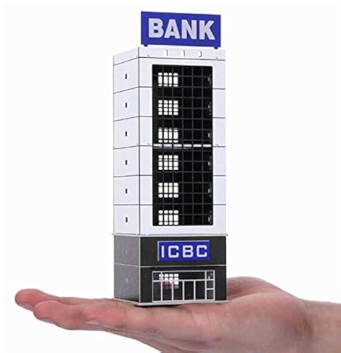 EatingBiting N Scale 1/150 1/144 Outland Sand Table Modern Bank Skyscraper Building Model Realism Scene for DIY Sand Table Garden Micro Landscape Ornaments Decor Supply Player Spray Painting