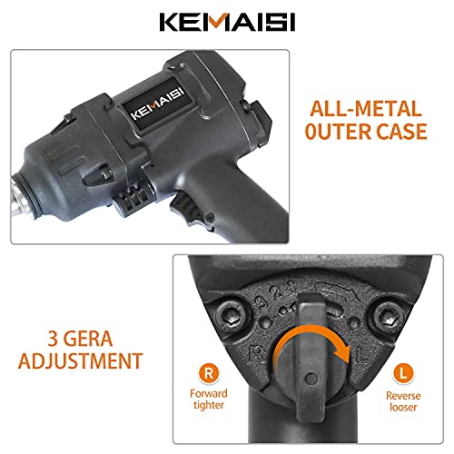 Kemaisi 1/2" Driver Air Impact Wrench Set, 1100 Ft-Lbs Powerful Torque Output, Heavy Duty Twin Hammer Impact Gun, Half-Inch Pneumatic Impact Wrench, With 8 Piece Socket Set And Storage Carry Case #TOP4