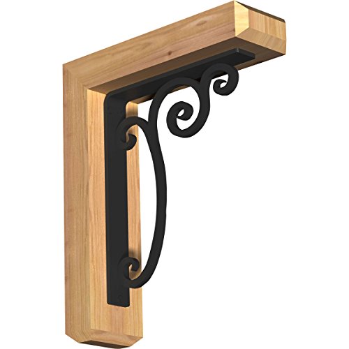 3 1/2"W x 14"D x 16"H Avery Craftsman Ironcrest Smooth Bracket, Western Red Cedar (1 1/2"W x 10"D x 12"H Iron Bracket)