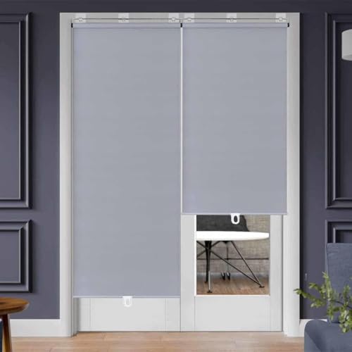 Parasol portátil para ventanas, estor enrollable retráctil con sistema de resorte, persiana temporal NoDrill, 99 % opaca, cortina aislante, ligera, inalámbrica, color gris, 40 x 150 cm