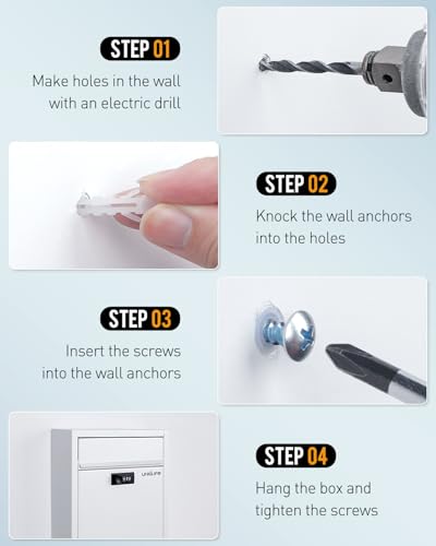 image for Uniclife Wall Mount Mailbox for Outside, Large Locking Mailbox with Co