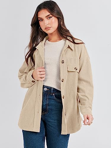 ANRABESS Womens Corduroy Shacket Button Down Shirts Oversized Long Sleeve Casual Cardigan Jacket 2025 Fall Fashion Clothes2