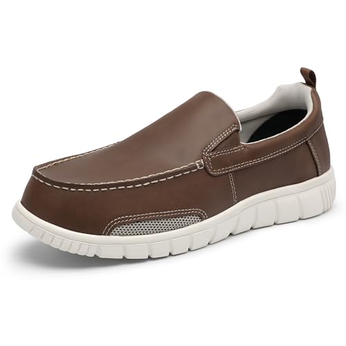 NCCB Mens Casual Loafers Boat Shoes Slip On Men Loafer Shoes Stylish Fashion Sneakers Deck Shoes for Men Brown Size 11