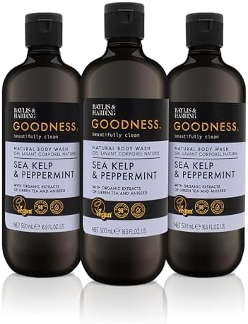 Baylis & Harding Goodness Body Wash Bundle: 3 x 500 ml Lemongrass & Ginger & 3 x 500 ml Oud, Cedar & Amber (6 bottles) - Vegan Friendly