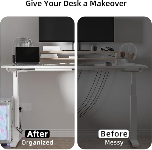 Image of YECAYE 157in Cable Management Cord Organizer, Cable Raceway, White | Easy Install Self-Adhesive Cable Organizer,Cord Management, Desk Wire Holder for Office Organization,Child and Pet Proofing