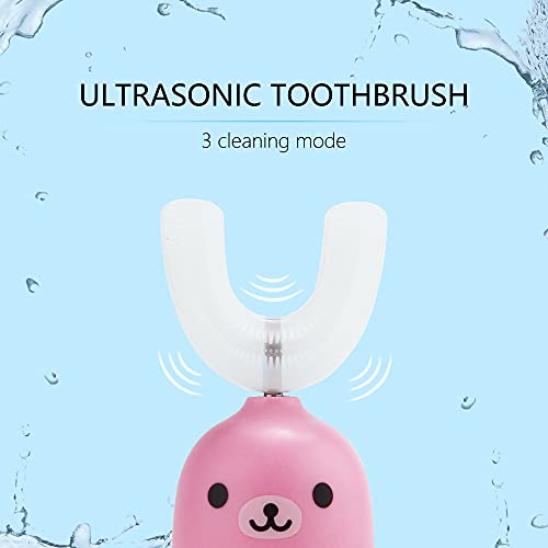 Charmline Kids Electric U Shaped Toothbrush, Whole Mouth Toddler Electric Toothbrush, Ipx7 Waterproof, Three Cleaning Modes (Red) #TOP1