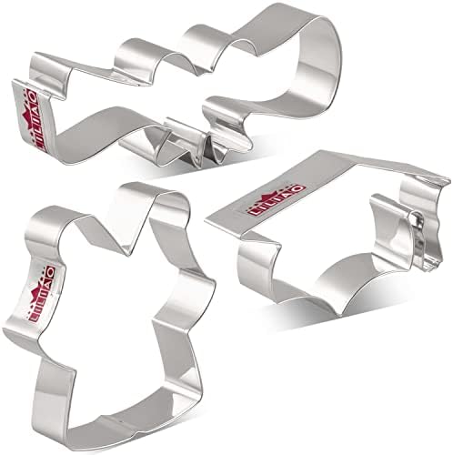 LILIAO Graduation Cookie Cutter Set - 3 Piece - Diploma, Graduation Cap and Graduation Gown Biscuit Fondant Cutters - Stainless Steel