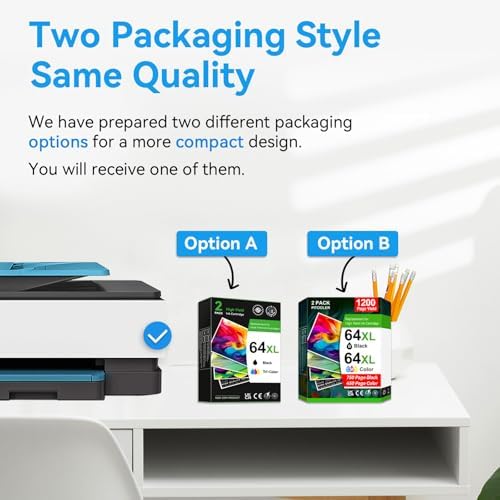 High Yield 65XL Ink Cartridge Black Compatible for HP 65 Ink Cartridges, Replacement for HP 65XL Black Ink Cartridge, Compatible for Envy 5055 5052 DeskJet 3755 3700 3752 Printer, 2 Pack (1500 Pages)
