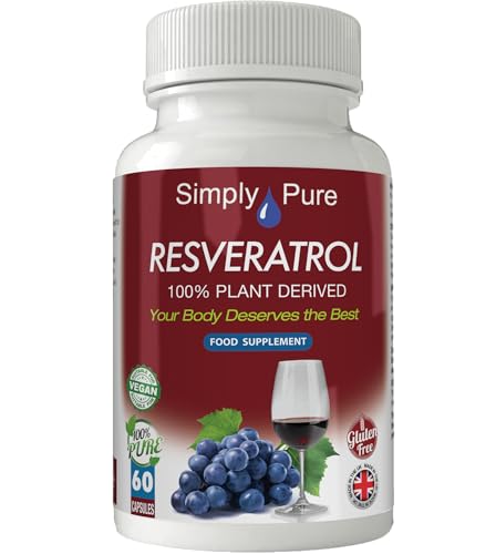 Simply Pure Resveratrol 500mg | High Strength Trans-Resveratrol Supplement | 60 Vegan Capsules | Plant Derived Antioxidant | Non-GMO & Gluten Free | Daily Cellular & Longevity Support