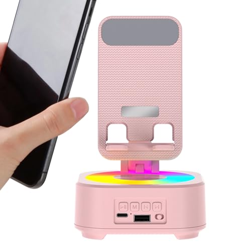 Support de téléphone portable avec haut-parleur Bluetooth et lumière LED pour bureau