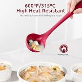 27 cm mała silikonowa chochla do zupy: U-Taste 315℃ odporna na ciepło nieprzywierająca głęboka łyżka kuchenna do serwowania miękkie naczynie kuchenne z uchwytem antypoślizgowym (Czerwony)