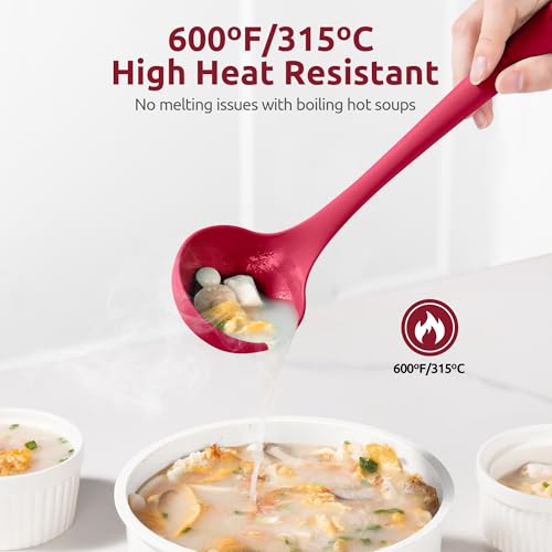 Image of U-Taste Silicone Soup Ladle, 600ºF Heat Resistant Spoon, 11in /2.6oz, Red