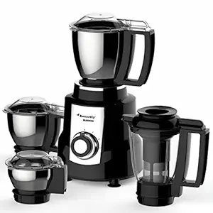 Butterfly Magnum 1.2 Hp Mixer Grinder 4 Jar, 900 Watt, Black
