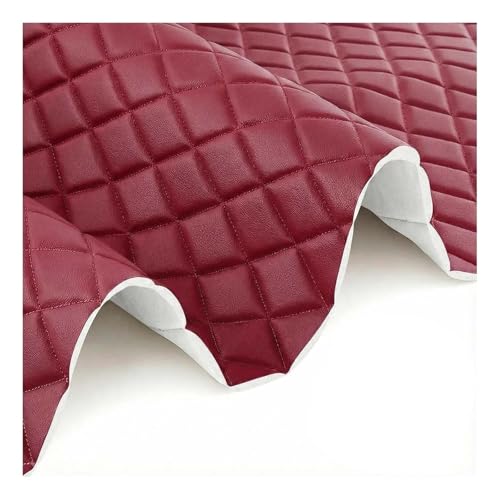 Tissu surpiqué similicuir bordeaux 1.6x6m pour rénover les garnitures et sièges auto