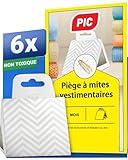 PIC Piège Produit Anti Mites Textiles Paquet de Trois 3x2 pièces - approprié pour la Protection de Tous Les vêtements dans l'armoire et en Stockage Alternative à Spray Anti Mites Textiles