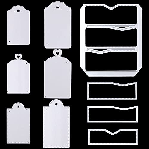 8 Pieces Bookmark Cutting Dies Embossing Frame Metal Stencils Template Nested Stitched Frame Die Cut Metal Cutting Dies for Card Making