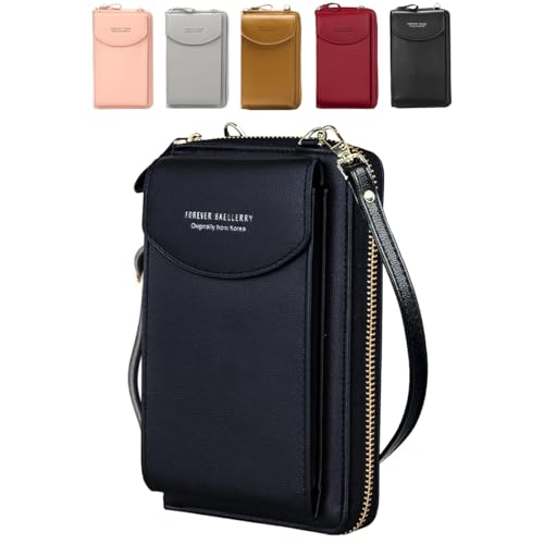 Damen Handy Umhängetasche, Leder Handytasche zum Umhängen mit Geldbörse Kartenfächer, Crossbody Geldbeutel Brieftasche Kleine Tasche Geschenke für Frauen zum Geburtstag Weihnachten