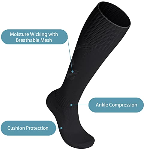 FPAKDH 2 Pairs Kids Soccer Socks for 7-13 Years Old Breathable Sports Training Socks for Girls Boys Football Socks Black2