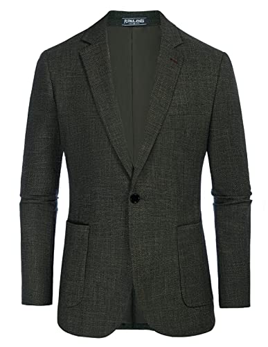 PaulJones Traje de corte regular para hombre Sakko un botón clásico de negocios chaqueta de trabajo, verde oscuro, XL Cover