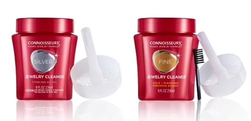 Connoisseurs Silver & Gold Cleaner Duo for Jewellery | 236ml Silver Polish & Gold Jewellery Cleaner | Dip Jewellery Cleaning for Necklaces, Rings & Earrings | Clean, Shine & Protect | 2 Pack
