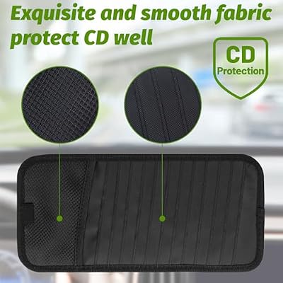 CD Visor Holder for Car, Large Capacity CD & DVD Visor Case, Vehicle Visor Storage Organizer with 12 Disc Sleeves, 1 Mesh Pocket 1 Pen Holder and & Elastic Band (Black)