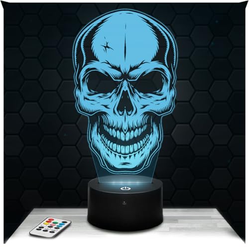 Lampephoto.fr - Lampe 3D Crâne Tête de Mort deco Chambre Garçon Fille, Lampe 3D Crâne Tête de Mort, Objet Horreur Idée Cadeau Décoration Veilleuse deco...