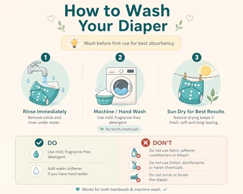 Image of Reusable Cloth Diaper for Babies | Washable Baby Cloth Diaper with Absorbent Insert | Leak Proof Adjustable Free Size Pocket Diaper 3M -3Years | Eco Friendly Reusable Baby Diaper (2, Blue Brown, One Size)