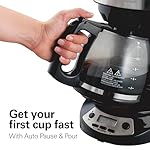 Hamilton Beach 12 Cup Programmable Drip Coffee Maker, Brew Options, Glass Carafe (46299), Black with Stainless Accents - Image 3