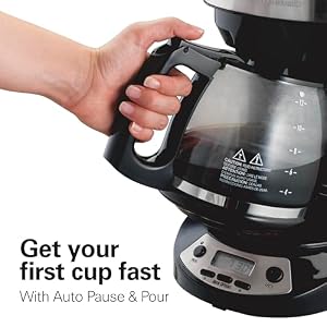 Hamilton Beach 12 Cup Programmable Coffee Maker, Brew Options, Glass Carafe (46299), Black with Stainless Accents Hamilton Beach 12 Cup Programmable Coffee Maker Brew Options Glass Carafe 46299 Black with Stainless Accents