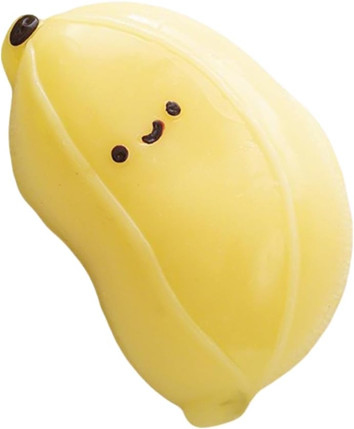 Banana Fidget Toy Soft Simulation Fake Banana Kawaii Desk Accessory Fruit Squeeze Toy for Kids Teens Adults Party Favors Birthday Gifts (Yellow)