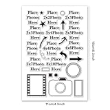 PH PandaHall Place Photo Here Clear Stamp Arrow Silicone Stamp Camera Rubber Stamp Image Frame Transparent Stamp Picture Size Seal Stamp for Album Scrapbooking Card Making DIY Craft 16x11cm - Image 2