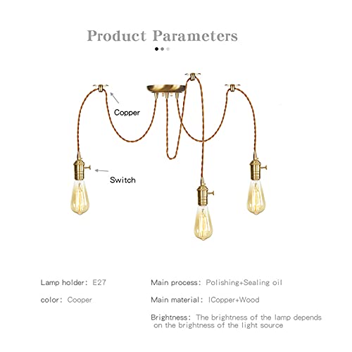 Lampe suspendue avec interrupteur doré à hauteur réglable - 5