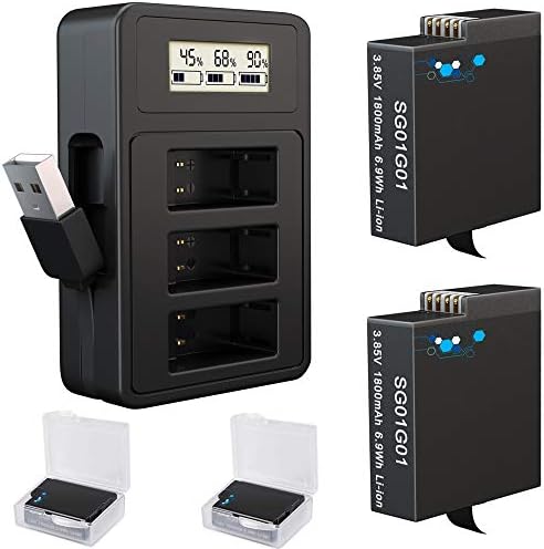 TOMSHEIR Hero 8 Battery 1800mAh(2 Pack) and USB Fast Charger for GoPro Hero 8/7/6/5 Compatible with GoPro Hero 8 Black, Hero 7 Black, Hero 6 Black, Hero 5 Black(Fully Compatible with Original)