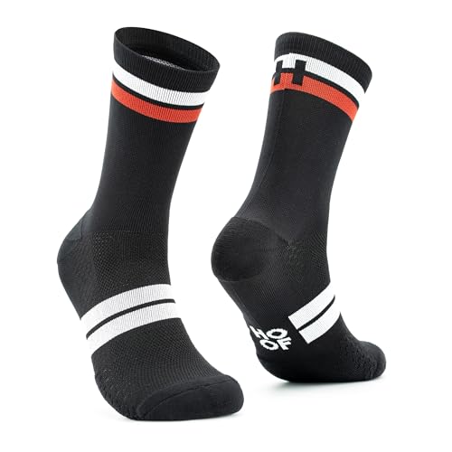 HOOF Calcetines de Deporte para Hombre y Mujer - Calcetines Divertidos para Ciclismo, Running, Trail, Senderismo y Crossfit - Ligeros, Transpirables y Antiampollas. (40-43, 10K Negro)