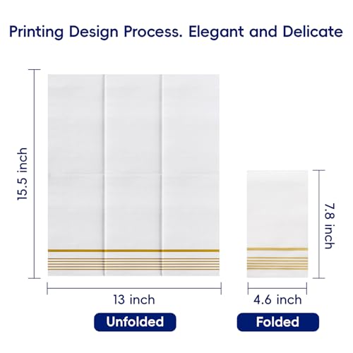 600 Gold Disposable 3 Ply Paper Dinner Napkins, Guest Hand Towels by JOLLY CHEF - Used condition - Image 2