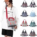 [JUJUGEN] ハンドバッグ レディース カジュアル ショルダーバッグ オックスフォード 防水 手提げ 女性 斜めかけ 小さい 軽量 メッセンジャー 小さめ トート かわいい 花柄 肩掛け 2way ナイロン 仕切り 女性用 カバン ポケット多い 通勤