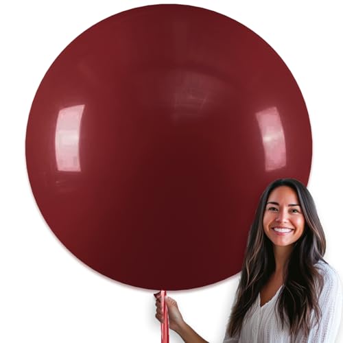 Image of PartyWoo Burgundy Balloons 4pcs 36 Inch Dark Red Maroon Ruby Red Latex Helium Balloons for Graduation Valentine's Day Wedding Anniversary Casino Citizenship Christmas Party Decorations Red-Y75