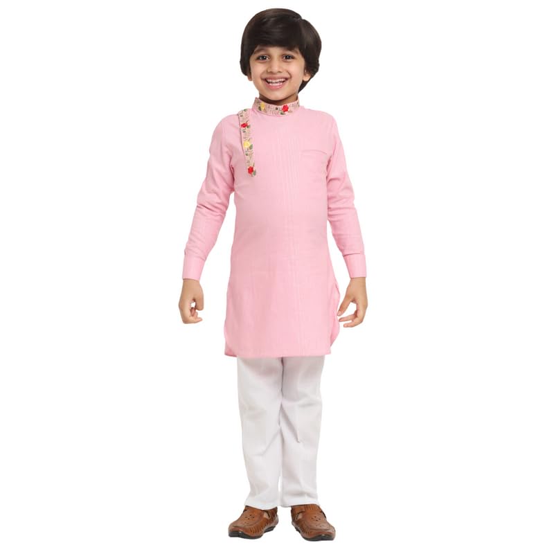 Image of Traditional Ethnic Wear Cotton Kurta Pyjama Set For Kids & Boys