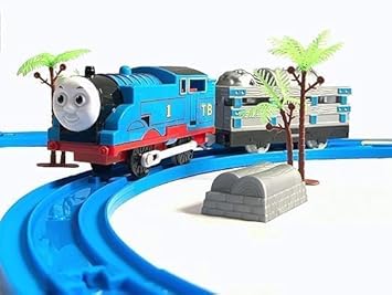 Jack Royal Battery Operated Tomas Toy Train Track Set with Sound and Flashing Lights Train with Coal Wagon, Tanker