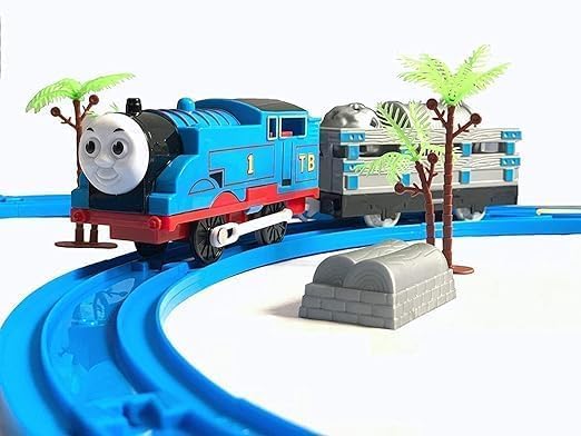 Jack Royal Battery Operated Tomas Toy Train Track Set with Sound and Flashing Lights Train with Coal Wagon, Tanker
